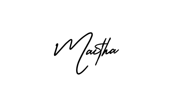 How to make Maitha name signature. Use AmerikaSignatureDemo-Regular style for creating short signs online. This is the latest handwritten sign. Maitha signature style 3 images and pictures png