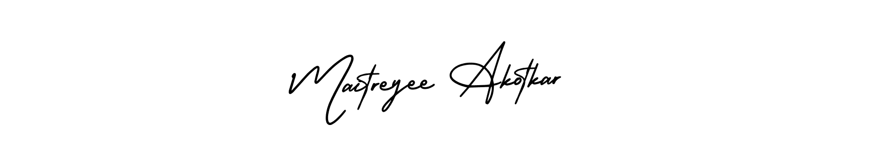 This is the best signature style for the Maitreyee Akotkar name. Also you like these signature font (AmerikaSignatureDemo-Regular). Mix name signature. Maitreyee Akotkar signature style 3 images and pictures png