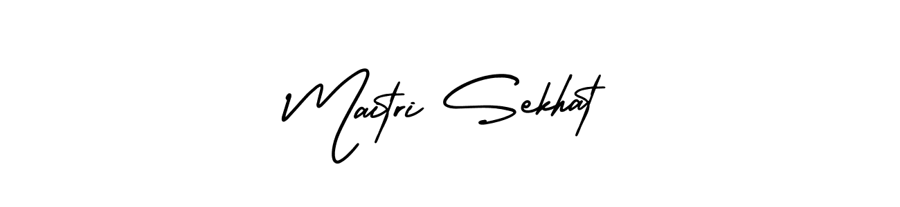 You should practise on your own different ways (AmerikaSignatureDemo-Regular) to write your name (Maitri Sekhat) in signature. don't let someone else do it for you. Maitri Sekhat signature style 3 images and pictures png
