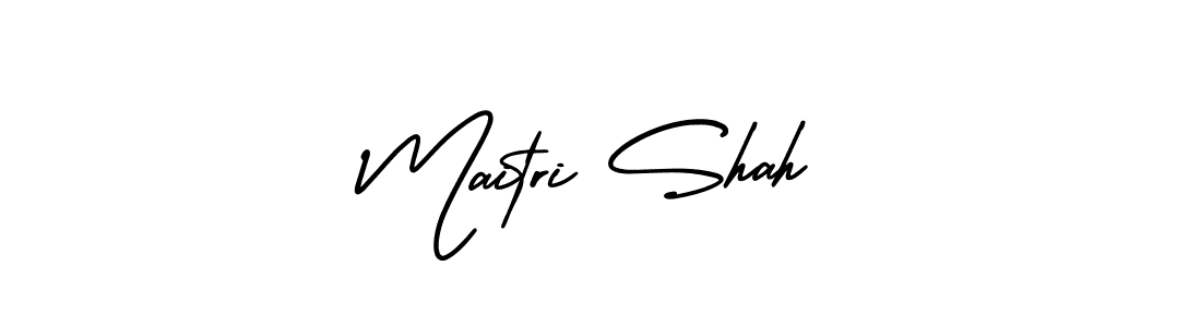 The best way (AmerikaSignatureDemo-Regular) to make a short signature is to pick only two or three words in your name. The name Maitri Shah include a total of six letters. For converting this name. Maitri Shah signature style 3 images and pictures png