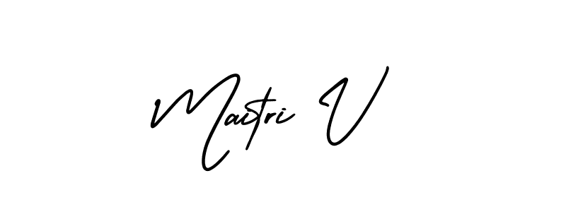 Create a beautiful signature design for name Maitri V. With this signature (AmerikaSignatureDemo-Regular) fonts, you can make a handwritten signature for free. Maitri V signature style 3 images and pictures png