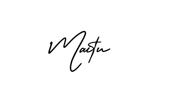 You should practise on your own different ways (AmerikaSignatureDemo-Regular) to write your name (Maitu ) in signature. don't let someone else do it for you. Maitu  signature style 3 images and pictures png