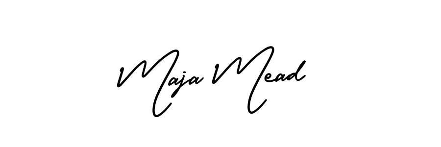 The best way (AmerikaSignatureDemo-Regular) to make a short signature is to pick only two or three words in your name. The name Maja Mead include a total of six letters. For converting this name. Maja Mead signature style 3 images and pictures png