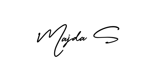 How to make Majda S name signature. Use AmerikaSignatureDemo-Regular style for creating short signs online. This is the latest handwritten sign. Majda S signature style 3 images and pictures png