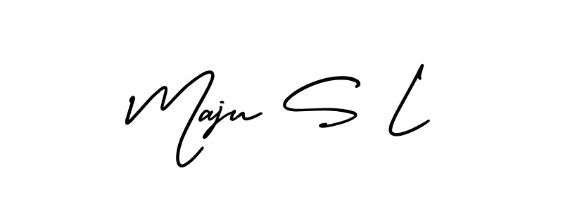 if you are searching for the best signature style for your name Maju S L. so please give up your signature search. here we have designed multiple signature styles  using AmerikaSignatureDemo-Regular. Maju S L signature style 3 images and pictures png