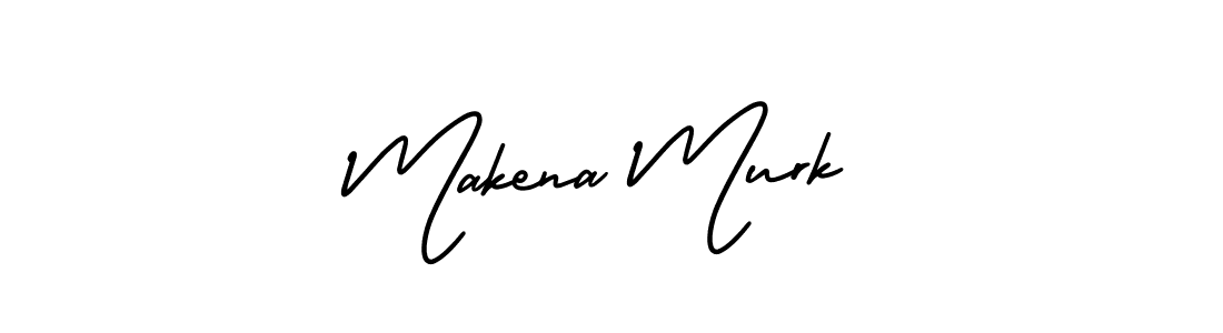 You should practise on your own different ways (AmerikaSignatureDemo-Regular) to write your name (Makena Murk) in signature. don't let someone else do it for you. Makena Murk signature style 3 images and pictures png