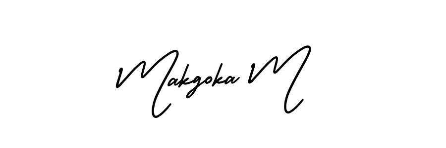 How to make Makgoka M name signature. Use AmerikaSignatureDemo-Regular style for creating short signs online. This is the latest handwritten sign. Makgoka M signature style 3 images and pictures png