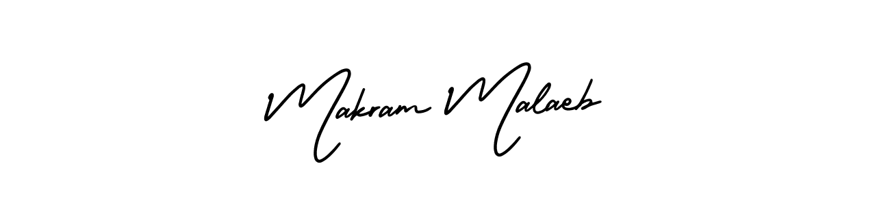 The best way (AmerikaSignatureDemo-Regular) to make a short signature is to pick only two or three words in your name. The name Makram Malaeb include a total of six letters. For converting this name. Makram Malaeb signature style 3 images and pictures png