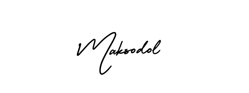 How to make Maksodol name signature. Use AmerikaSignatureDemo-Regular style for creating short signs online. This is the latest handwritten sign. Maksodol signature style 3 images and pictures png