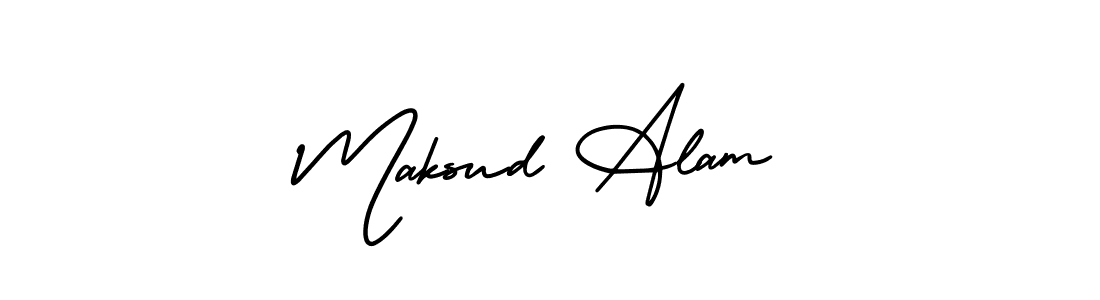 You should practise on your own different ways (AmerikaSignatureDemo-Regular) to write your name (Maksud Alam) in signature. don't let someone else do it for you. Maksud Alam signature style 3 images and pictures png