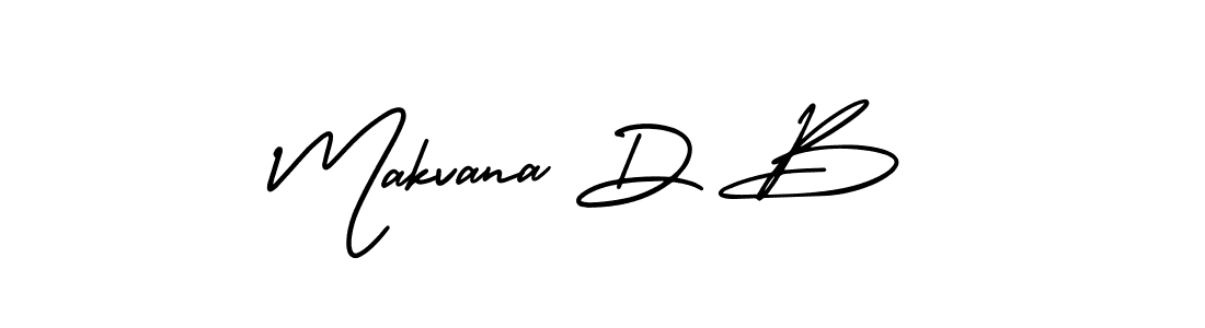 You should practise on your own different ways (AmerikaSignatureDemo-Regular) to write your name (Makvana D B) in signature. don't let someone else do it for you. Makvana D B signature style 3 images and pictures png