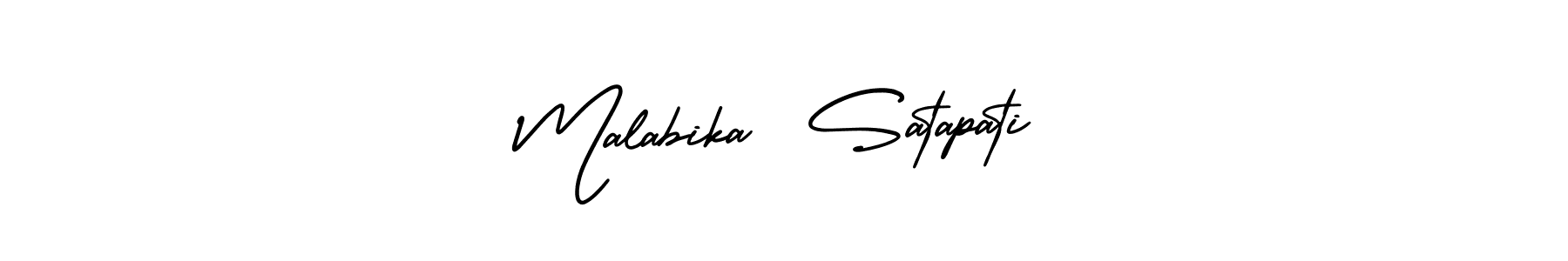 AmerikaSignatureDemo-Regular is a professional signature style that is perfect for those who want to add a touch of class to their signature. It is also a great choice for those who want to make their signature more unique. Get Malabika  Satapati name to fancy signature for free. Malabika  Satapati signature style 3 images and pictures png