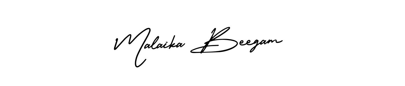 Malaika Beegam stylish signature style. Best Handwritten Sign (AmerikaSignatureDemo-Regular) for my name. Handwritten Signature Collection Ideas for my name Malaika Beegam. Malaika Beegam signature style 3 images and pictures png