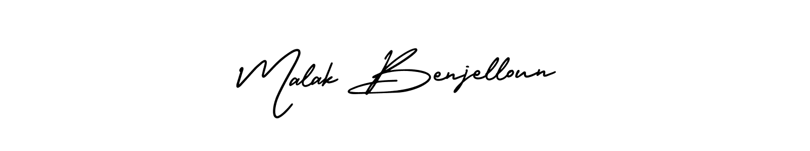 AmerikaSignatureDemo-Regular is a professional signature style that is perfect for those who want to add a touch of class to their signature. It is also a great choice for those who want to make their signature more unique. Get Malak Benjelloun name to fancy signature for free. Malak Benjelloun signature style 3 images and pictures png