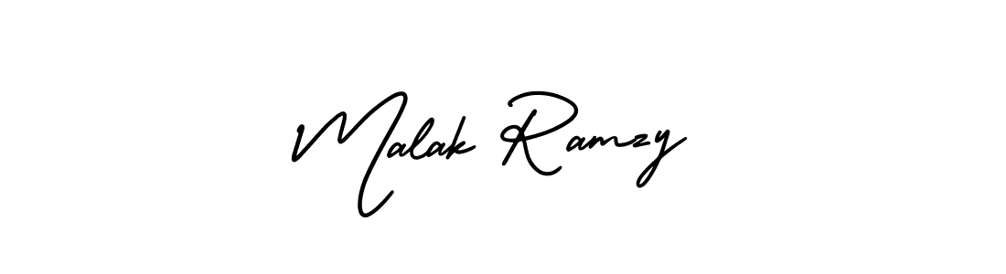 The best way (AmerikaSignatureDemo-Regular) to make a short signature is to pick only two or three words in your name. The name Malak Ramzy include a total of six letters. For converting this name. Malak Ramzy signature style 3 images and pictures png