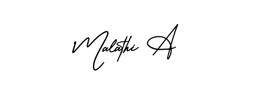 Malathi A stylish signature style. Best Handwritten Sign (AmerikaSignatureDemo-Regular) for my name. Handwritten Signature Collection Ideas for my name Malathi A. Malathi A signature style 3 images and pictures png