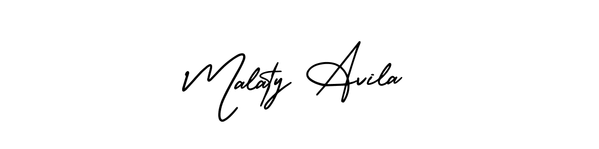 Use a signature maker to create a handwritten signature online. With this signature software, you can design (AmerikaSignatureDemo-Regular) your own signature for name Malaty Avila. Malaty Avila signature style 3 images and pictures png