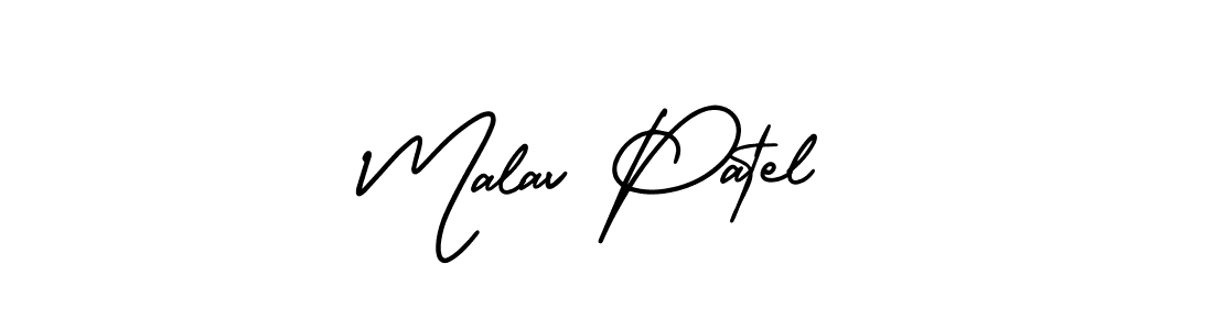 Use a signature maker to create a handwritten signature online. With this signature software, you can design (AmerikaSignatureDemo-Regular) your own signature for name Malav Patel. Malav Patel signature style 3 images and pictures png