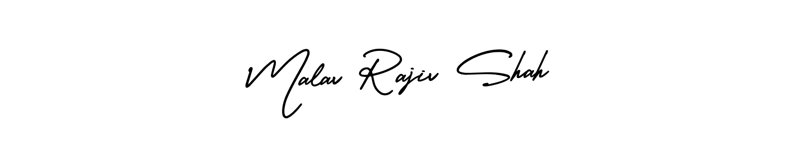 The best way (AmerikaSignatureDemo-Regular) to make a short signature is to pick only two or three words in your name. The name Malav Rajiv Shah include a total of six letters. For converting this name. Malav Rajiv Shah signature style 3 images and pictures png