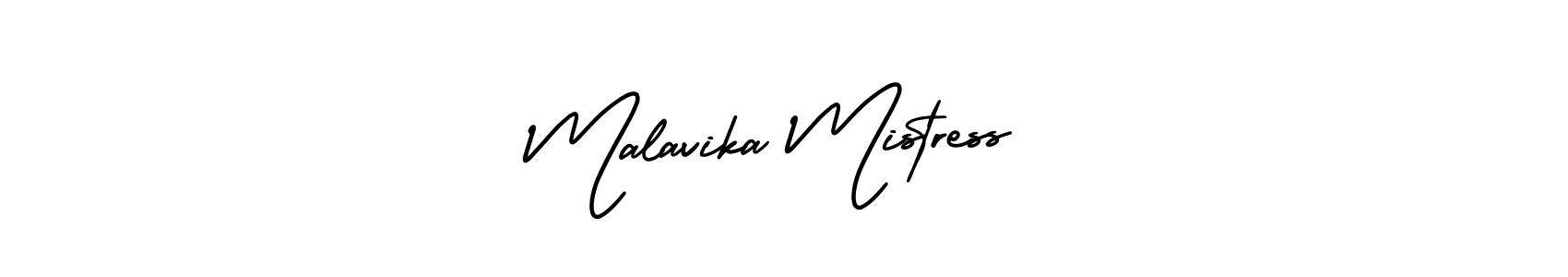 How to make Malavika Mistress name signature. Use AmerikaSignatureDemo-Regular style for creating short signs online. This is the latest handwritten sign. Malavika Mistress signature style 3 images and pictures png