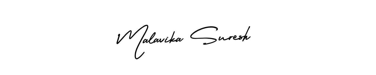 This is the best signature style for the Malavika Suresh name. Also you like these signature font (AmerikaSignatureDemo-Regular). Mix name signature. Malavika Suresh signature style 3 images and pictures png