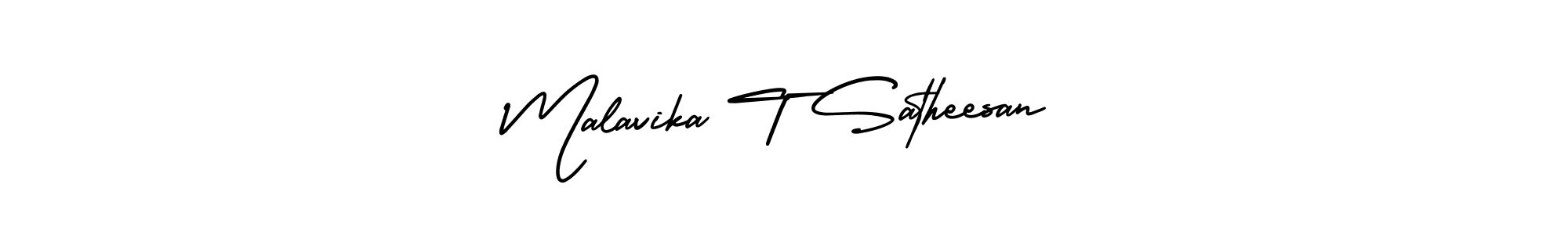 Make a short Malavika T Satheesan signature style. Manage your documents anywhere anytime using AmerikaSignatureDemo-Regular. Create and add eSignatures, submit forms, share and send files easily. Malavika T Satheesan signature style 3 images and pictures png