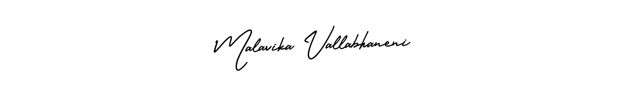 The best way (AmerikaSignatureDemo-Regular) to make a short signature is to pick only two or three words in your name. The name Malavika Vallabhaneni include a total of six letters. For converting this name. Malavika Vallabhaneni signature style 3 images and pictures png