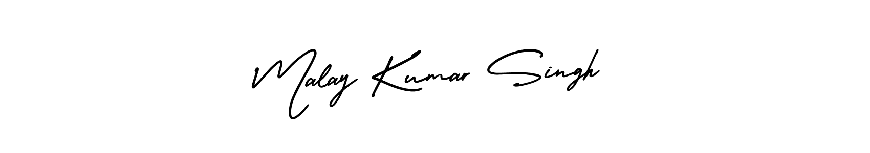 The best way (AmerikaSignatureDemo-Regular) to make a short signature is to pick only two or three words in your name. The name Malay Kumar Singh include a total of six letters. For converting this name. Malay Kumar Singh signature style 3 images and pictures png