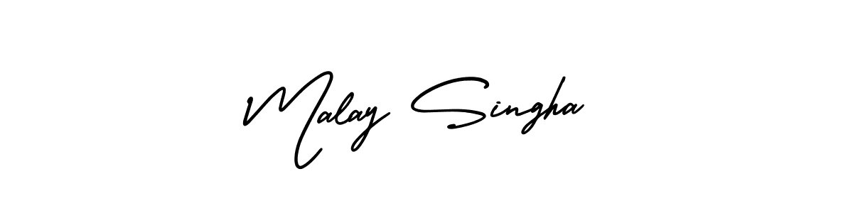 The best way (AmerikaSignatureDemo-Regular) to make a short signature is to pick only two or three words in your name. The name Malay Singha include a total of six letters. For converting this name. Malay Singha signature style 3 images and pictures png
