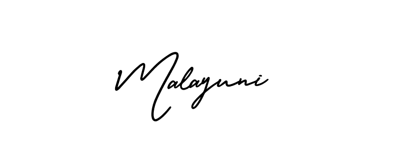 You should practise on your own different ways (AmerikaSignatureDemo-Regular) to write your name (Malayuni) in signature. don't let someone else do it for you. Malayuni signature style 3 images and pictures png