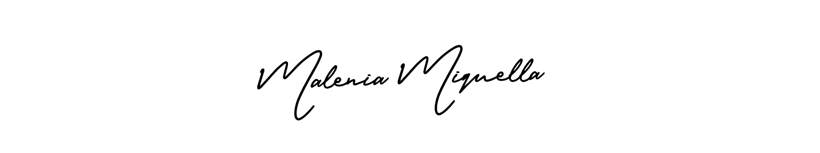 The best way (AmerikaSignatureDemo-Regular) to make a short signature is to pick only two or three words in your name. The name Malenia Miquella include a total of six letters. For converting this name. Malenia Miquella signature style 3 images and pictures png