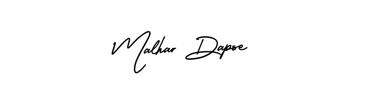 This is the best signature style for the Malhar Dapse name. Also you like these signature font (AmerikaSignatureDemo-Regular). Mix name signature. Malhar Dapse signature style 3 images and pictures png