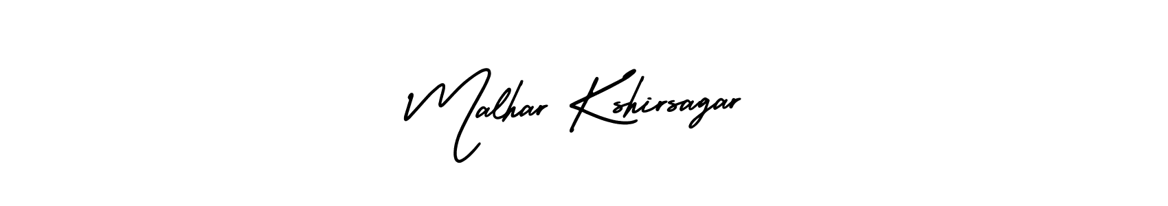 The best way (AmerikaSignatureDemo-Regular) to make a short signature is to pick only two or three words in your name. The name Malhar Kshirsagar include a total of six letters. For converting this name. Malhar Kshirsagar signature style 3 images and pictures png