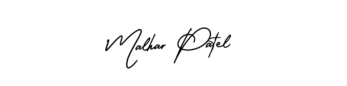 Similarly AmerikaSignatureDemo-Regular is the best handwritten signature design. Signature creator online .You can use it as an online autograph creator for name Malhar Patel. Malhar Patel signature style 3 images and pictures png