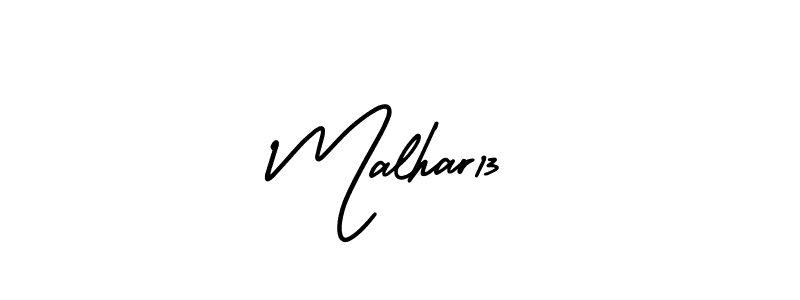 How to make Malhar13 name signature. Use AmerikaSignatureDemo-Regular style for creating short signs online. This is the latest handwritten sign. Malhar13 signature style 3 images and pictures png