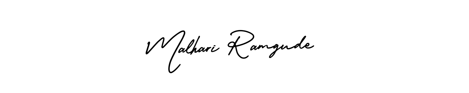 Make a short Malhari Ramgude signature style. Manage your documents anywhere anytime using AmerikaSignatureDemo-Regular. Create and add eSignatures, submit forms, share and send files easily. Malhari Ramgude signature style 3 images and pictures png