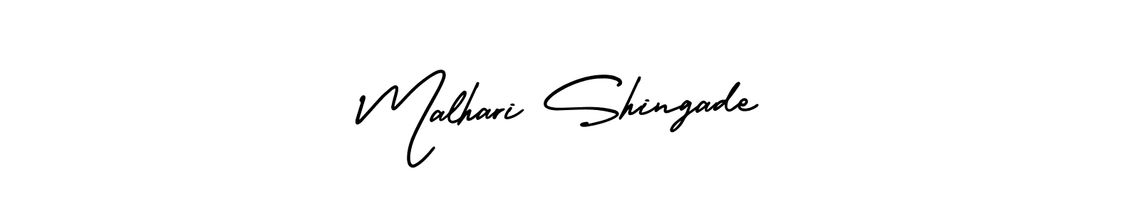 How to make Malhari Shingade name signature. Use AmerikaSignatureDemo-Regular style for creating short signs online. This is the latest handwritten sign. Malhari Shingade signature style 3 images and pictures png