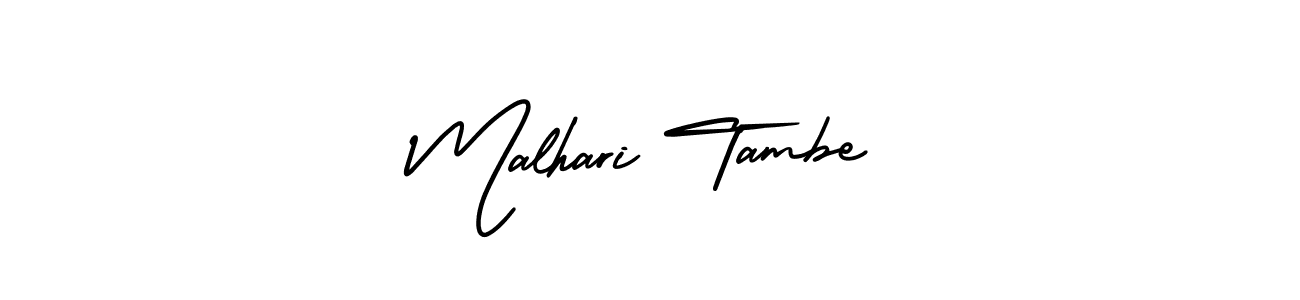 How to Draw Malhari Tambe signature style? AmerikaSignatureDemo-Regular is a latest design signature styles for name Malhari Tambe. Malhari Tambe signature style 3 images and pictures png