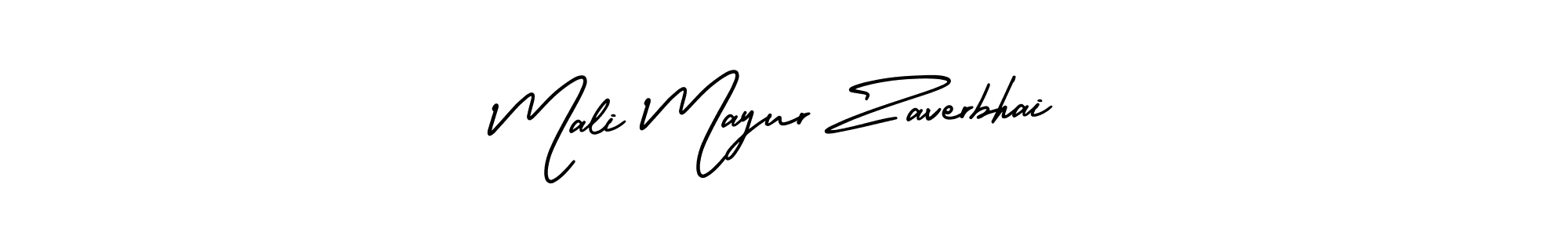 The best way (AmerikaSignatureDemo-Regular) to make a short signature is to pick only two or three words in your name. The name Mali Mayur Zaverbhai include a total of six letters. For converting this name. Mali Mayur Zaverbhai signature style 3 images and pictures png