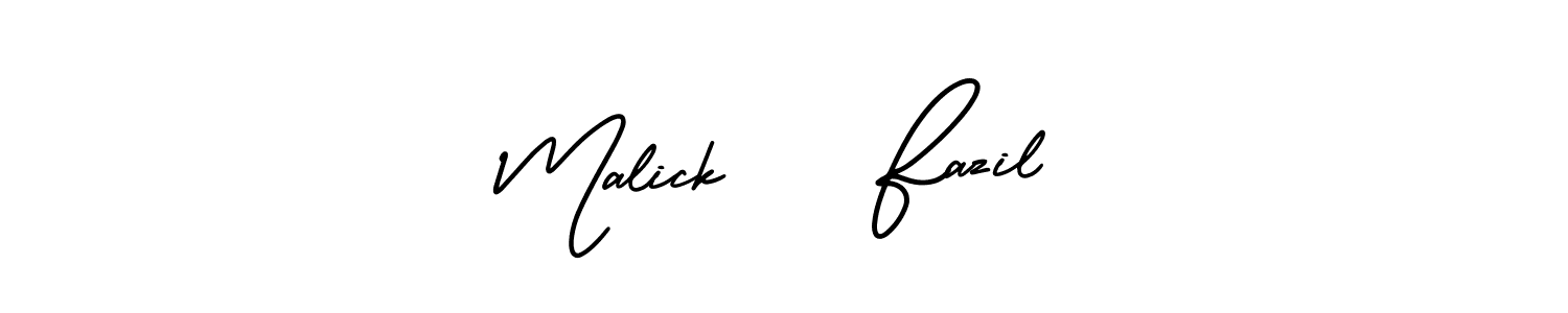 How to make Malick    Fazil name signature. Use AmerikaSignatureDemo-Regular style for creating short signs online. This is the latest handwritten sign. Malick    Fazil signature style 3 images and pictures png