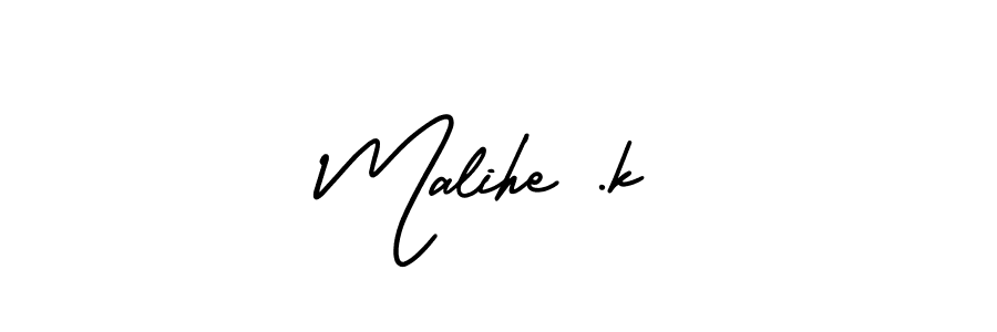 Malihe .k stylish signature style. Best Handwritten Sign (AmerikaSignatureDemo-Regular) for my name. Handwritten Signature Collection Ideas for my name Malihe .k. Malihe .k signature style 3 images and pictures png