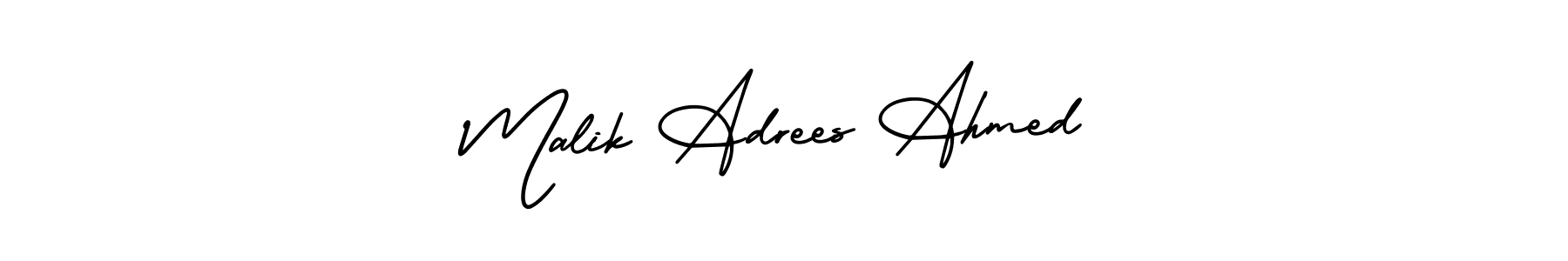 You should practise on your own different ways (AmerikaSignatureDemo-Regular) to write your name (Malik Adrees Ahmed) in signature. don't let someone else do it for you. Malik Adrees Ahmed signature style 3 images and pictures png