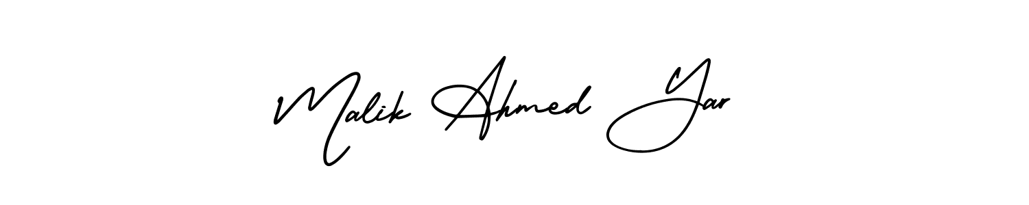 How to Draw Malik Ahmed Yar signature style? AmerikaSignatureDemo-Regular is a latest design signature styles for name Malik Ahmed Yar. Malik Ahmed Yar signature style 3 images and pictures png