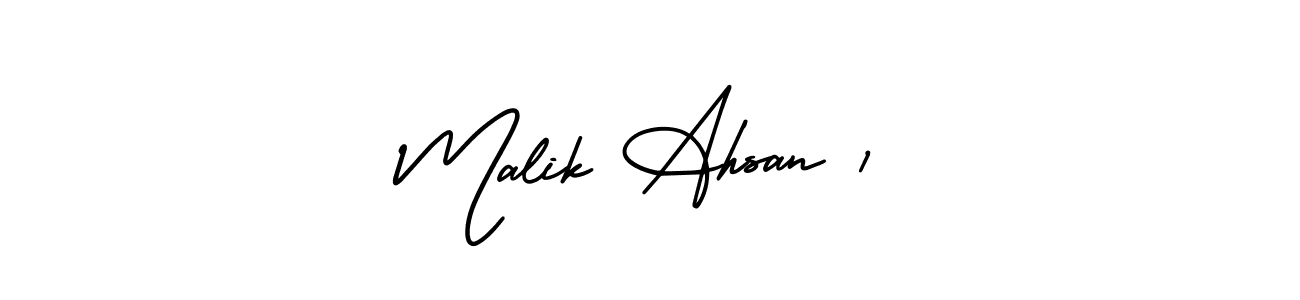 How to make Malik Ahsan 1 name signature. Use AmerikaSignatureDemo-Regular style for creating short signs online. This is the latest handwritten sign. Malik Ahsan 1 signature style 3 images and pictures png