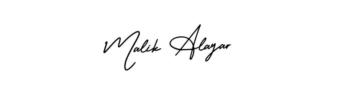 The best way (AmerikaSignatureDemo-Regular) to make a short signature is to pick only two or three words in your name. The name Malik Alayar include a total of six letters. For converting this name. Malik Alayar signature style 3 images and pictures png