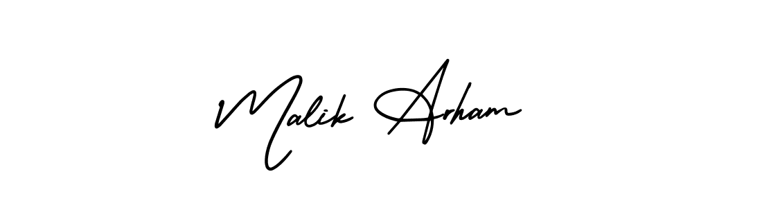 You should practise on your own different ways (AmerikaSignatureDemo-Regular) to write your name (Malik Arham) in signature. don't let someone else do it for you. Malik Arham signature style 3 images and pictures png