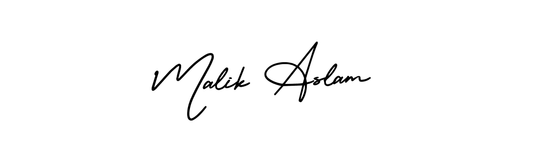 Use a signature maker to create a handwritten signature online. With this signature software, you can design (AmerikaSignatureDemo-Regular) your own signature for name Malik Aslam. Malik Aslam signature style 3 images and pictures png