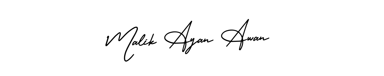 Make a short Malik Ayan Awan signature style. Manage your documents anywhere anytime using AmerikaSignatureDemo-Regular. Create and add eSignatures, submit forms, share and send files easily. Malik Ayan Awan signature style 3 images and pictures png