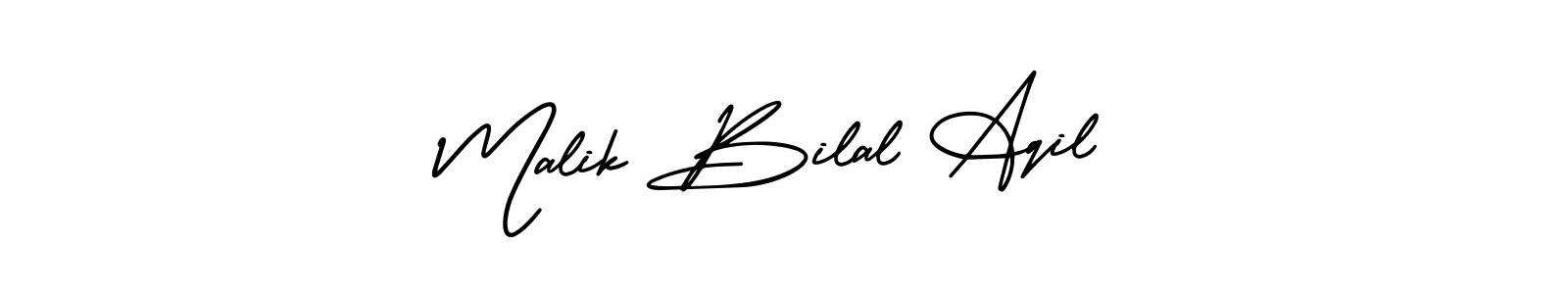 How to make Malik Bilal Aqil name signature. Use AmerikaSignatureDemo-Regular style for creating short signs online. This is the latest handwritten sign. Malik Bilal Aqil signature style 3 images and pictures png