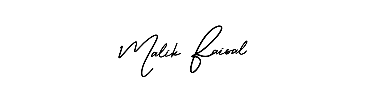 The best way (AmerikaSignatureDemo-Regular) to make a short signature is to pick only two or three words in your name. The name Malik Faisal include a total of six letters. For converting this name. Malik Faisal signature style 3 images and pictures png